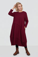 Edie Seam Detail Cotton Dress Wine Wine - Edie Seam Detail Cotton Dress Wine – image 2 of 4