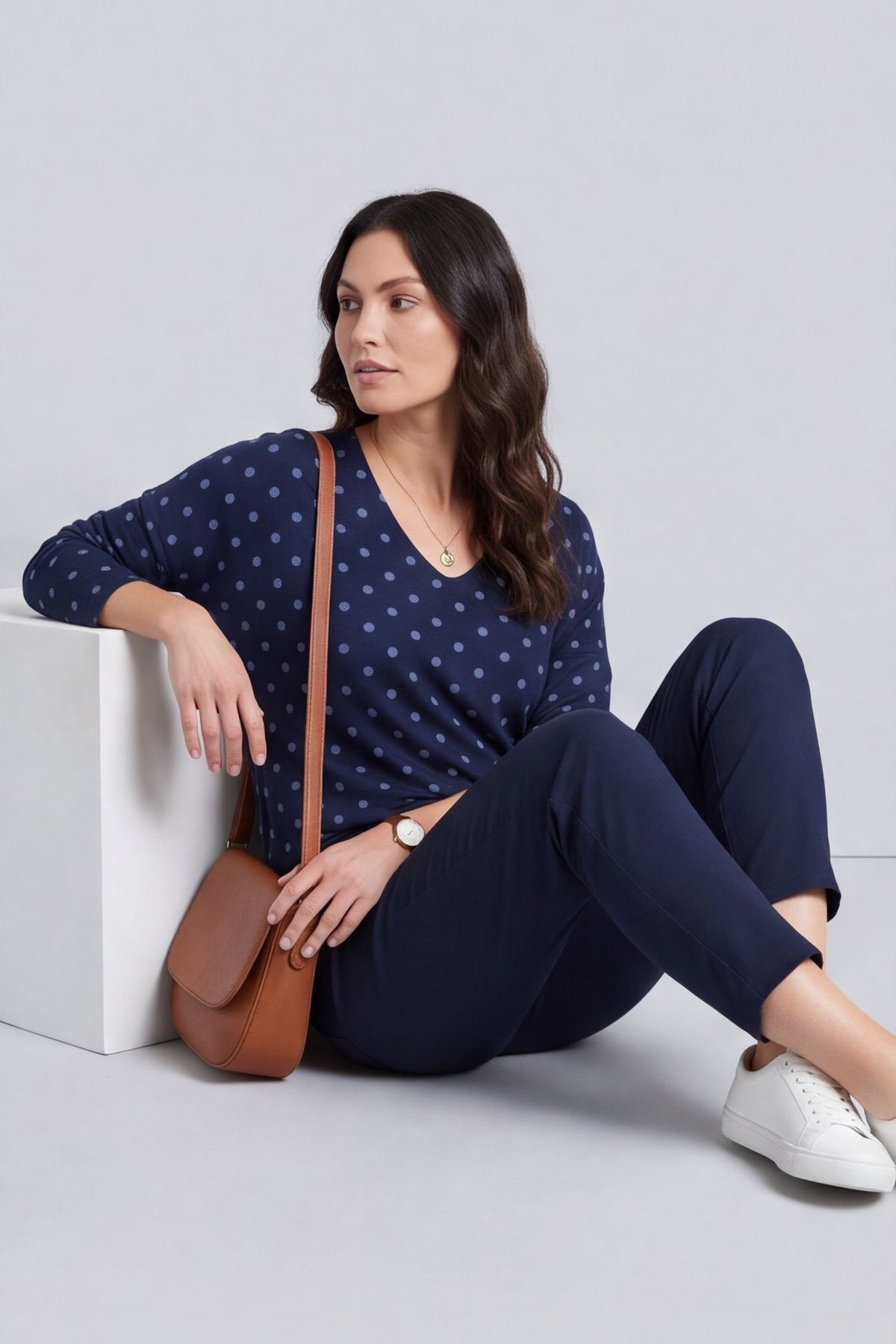 Lola Relaxed Polka Dot V-Neck Top – image 2 of 6