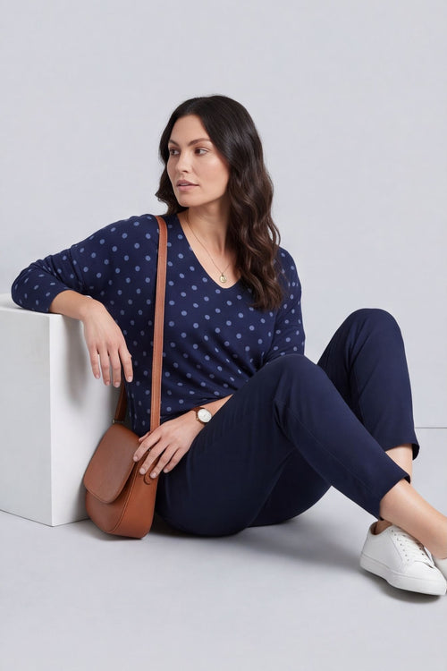 Lola Relaxed Polka Dot V-Neck Top – image 2 of 6