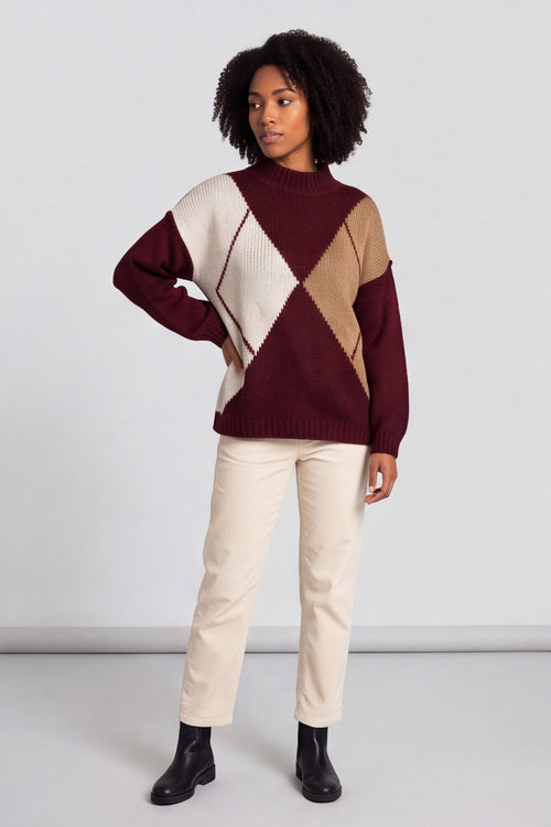 Rodina Argyle Knitted Jumper Wine – image 2 of 6