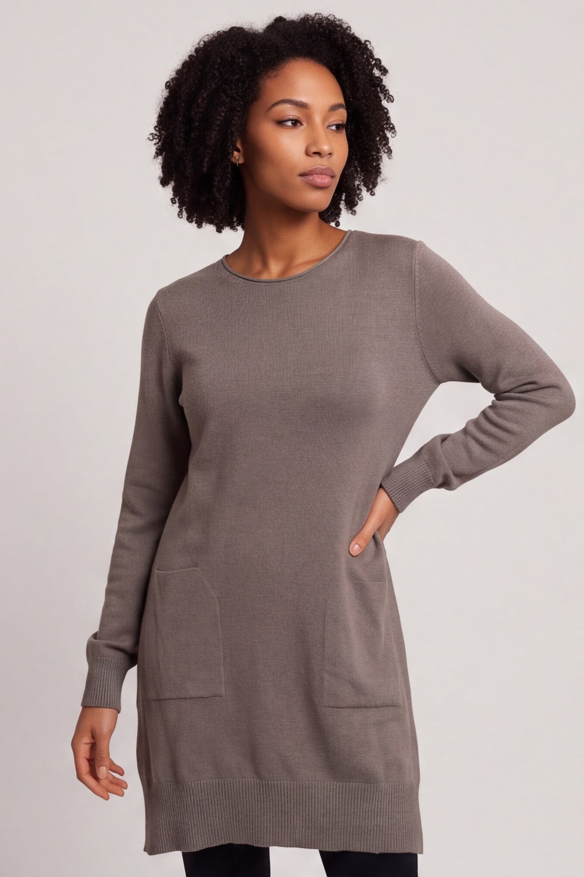 Elisa Pocket Knitted Tunic Mocha – image 2 of 6