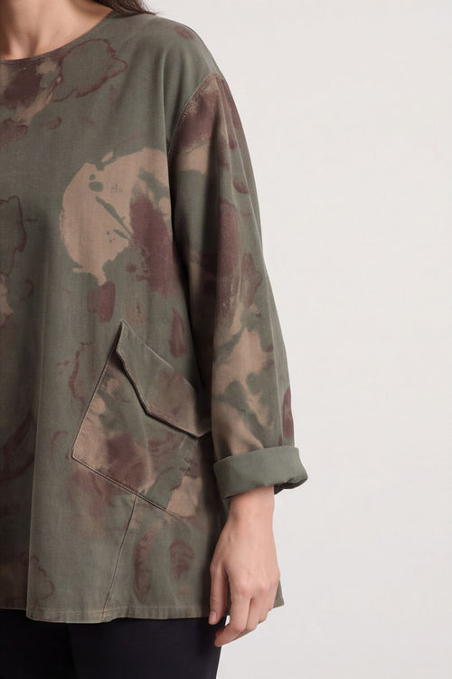 Rachel Print Needlecord Top Khaki – image 2 of 6