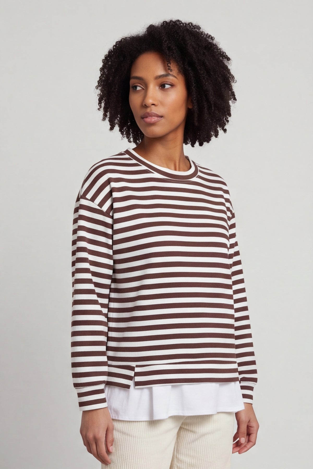 Capricia Stripe Top Cocoa – image 2 of 4