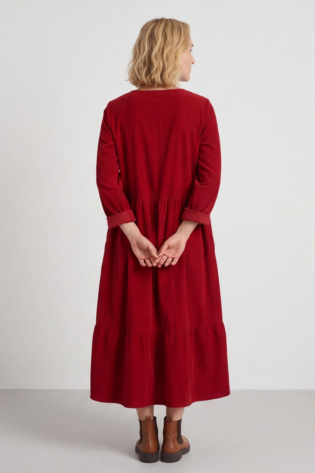 Sheena Needlecord Dress Red – image 2 of 5