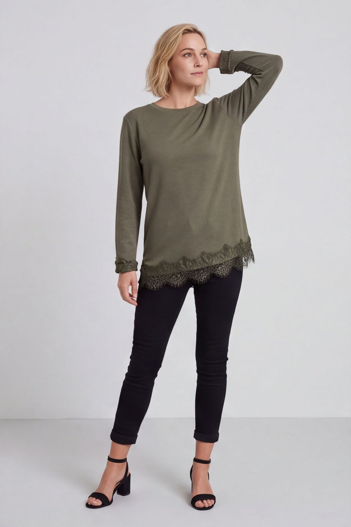 Chantelle Lace Detail Top Khaki – image 1 of 4