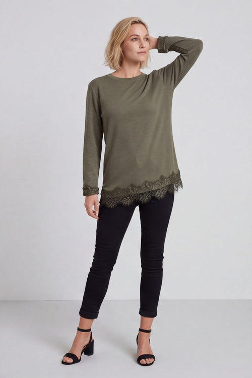 Chantelle Lace Detail Top Khaki – image 1 of 4