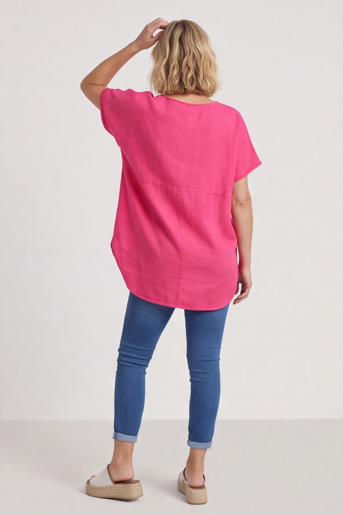 Folkestone Pocket Linen Top Fuchsia – image 2 of 6