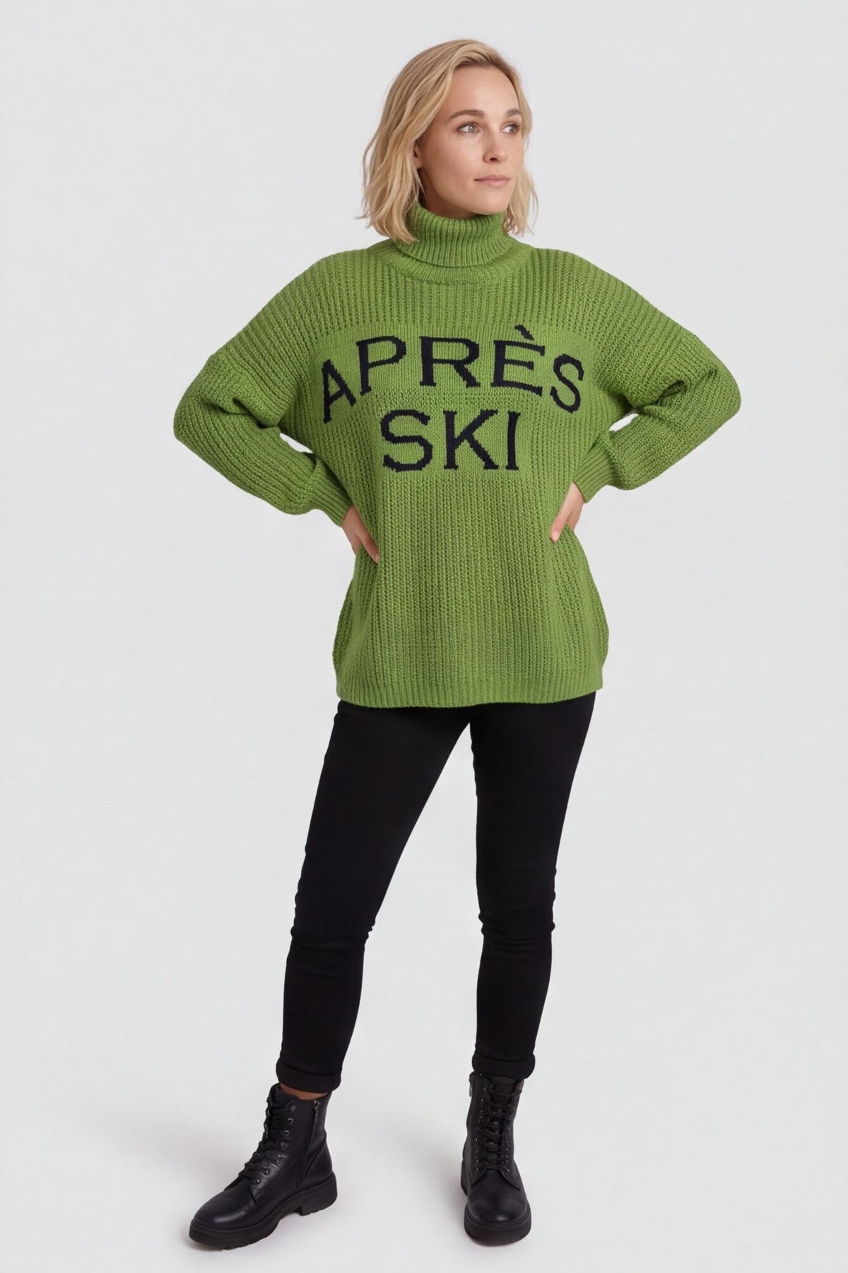 Apres Ski Polo Neck Jumper Olive – image 2 of 5