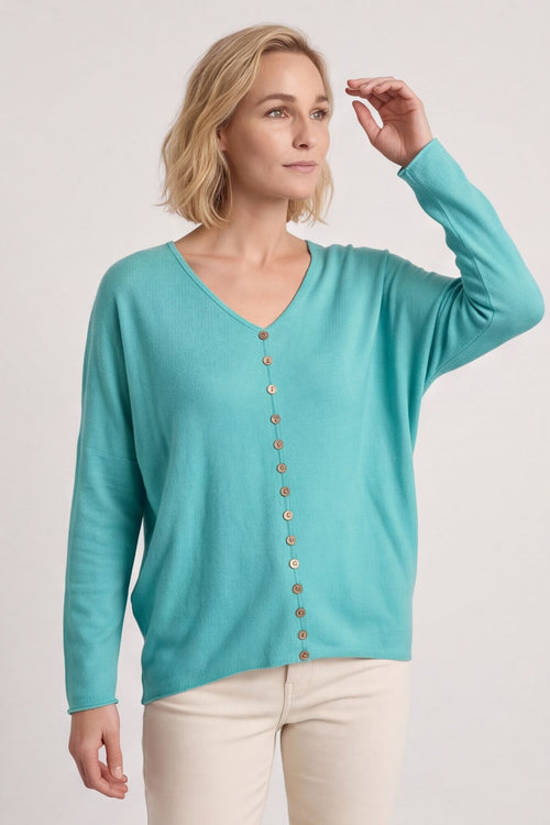 Blythe Button Detail Top Aqua – image 2 of 6
