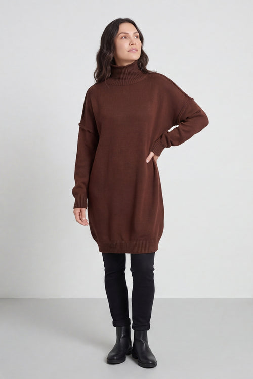 Bridie Polo Neck Knitted Tunic Cocoa – image 2 of 6