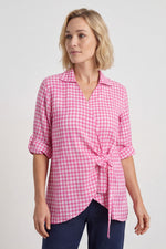 Shyla Gingham Wrap Cotton Top Fuchsia Fuchsia - Shyla Gingham Wrap Cotton Top Fuchsia – image 2 of 6
