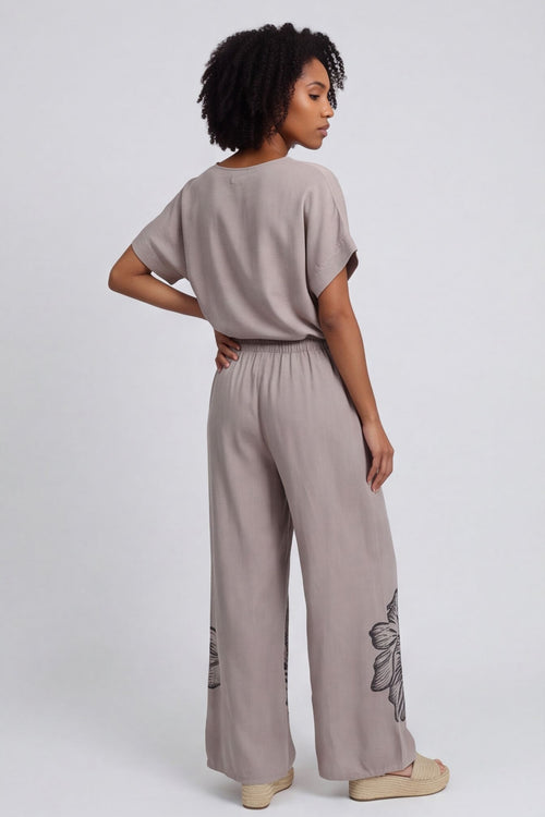 Aksana Flower Wide Leg Trousers Mocha – image 1 of 5