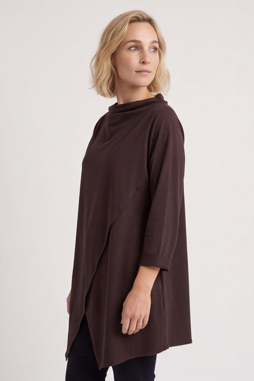 Nelle Cowl Cotton Top Cocoa – image 2 of 5