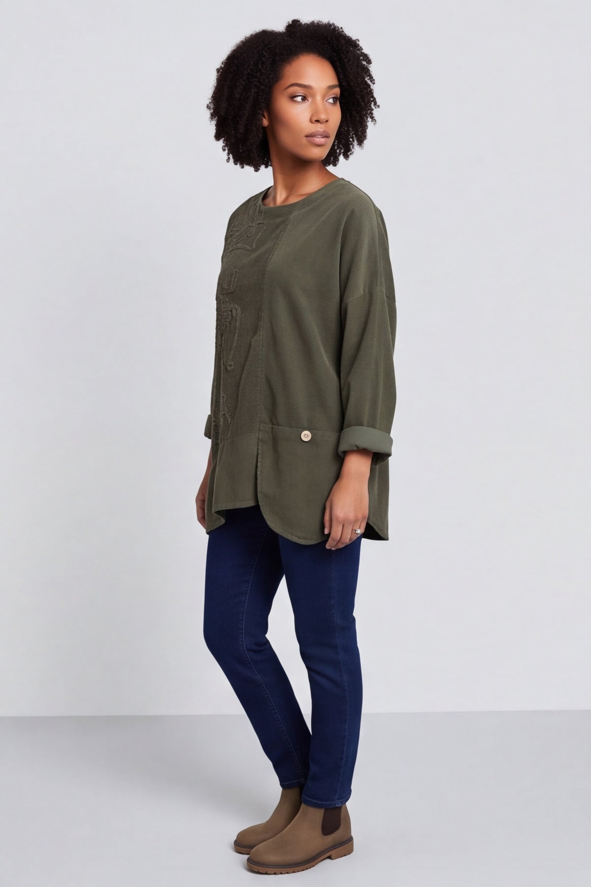 Jessa Needlecord Top Khaki – image 2 of 6