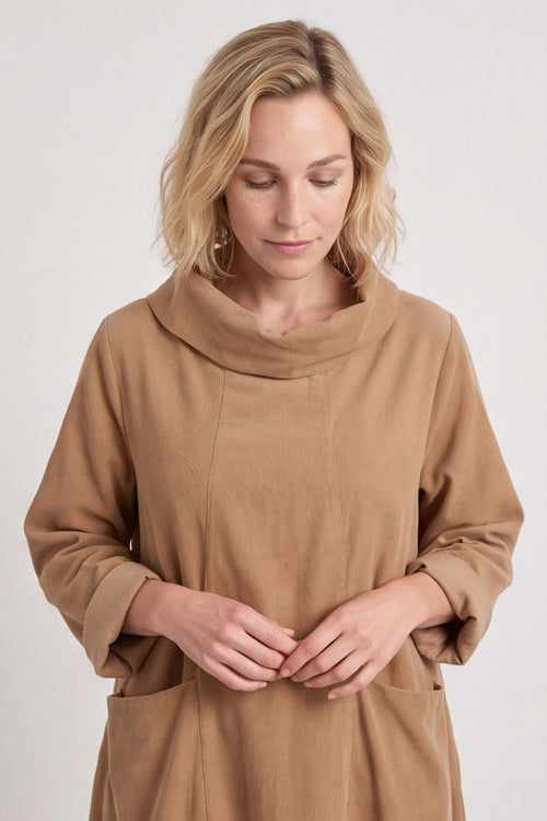 Christie Needlecord Dress Camel – image 2 of 6