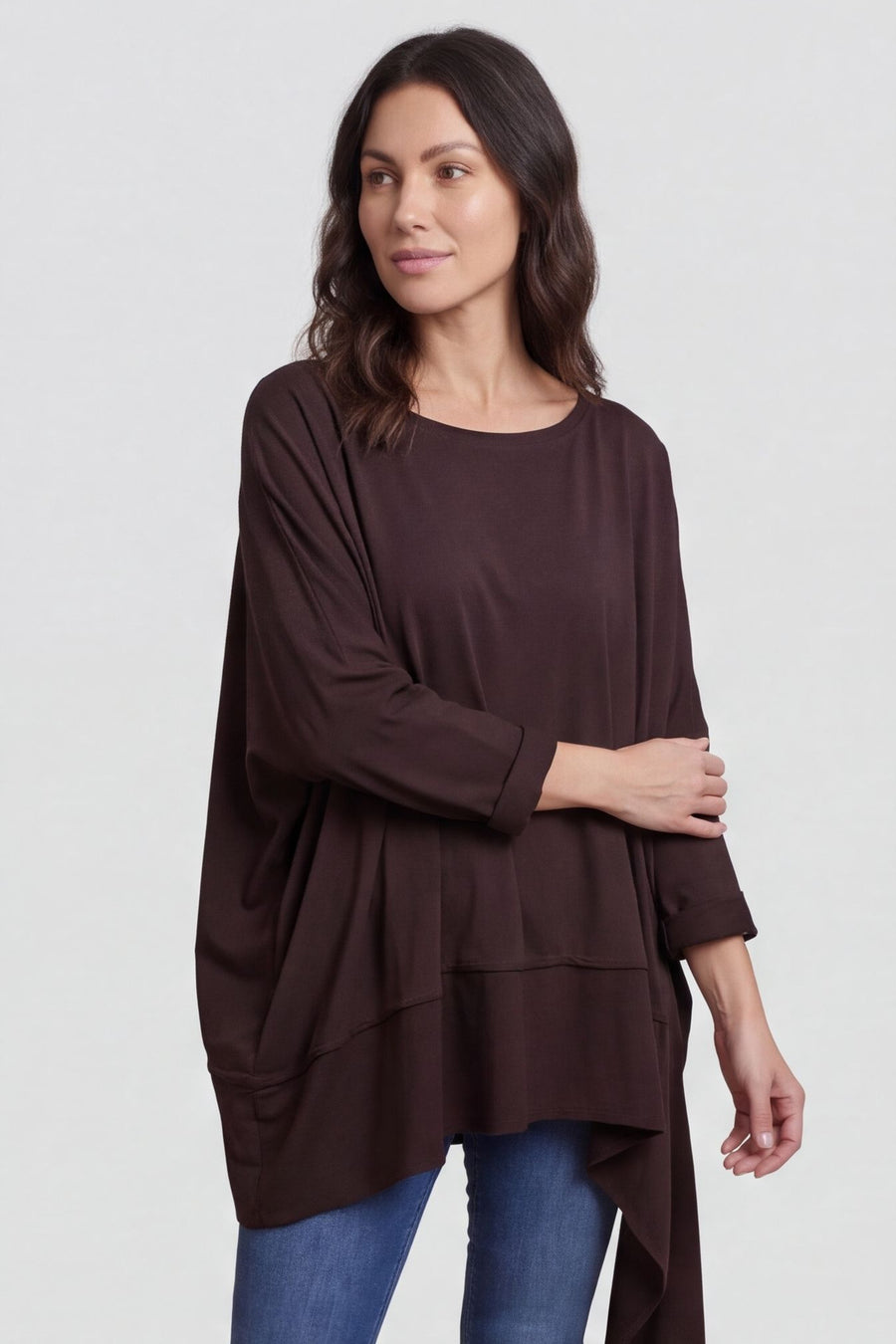Margie Dip Side Cotton Top Cocoa – image 2 of 6