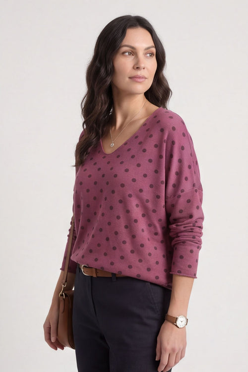 Lola Relaxed Polka Dot V-Neck Top – image 2 of 5