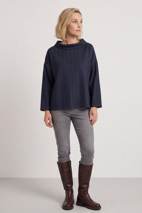 Siobhan Cowl Neck Top Navy – image 2 of 6