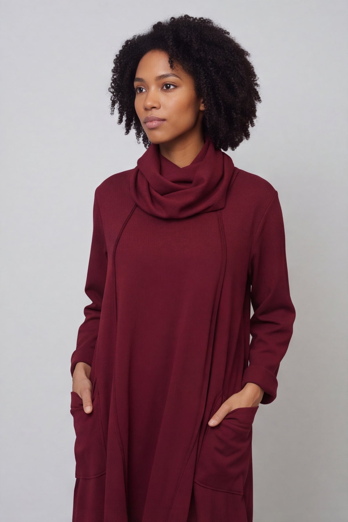 Maris Snood Cotton Dress Wine – image 2 of 4