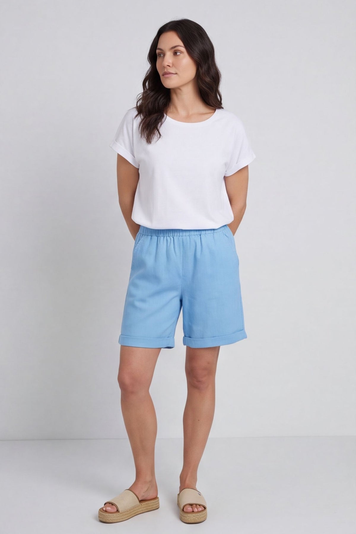 Sydney Linen Shorts Powder Blue – image 2 of 6