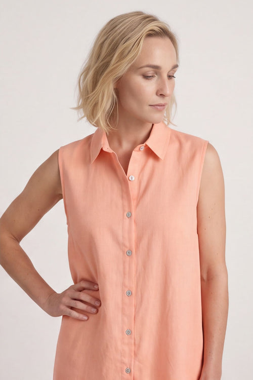 Solaine Sleeveless Linen Dress Orange – image 2 of 6