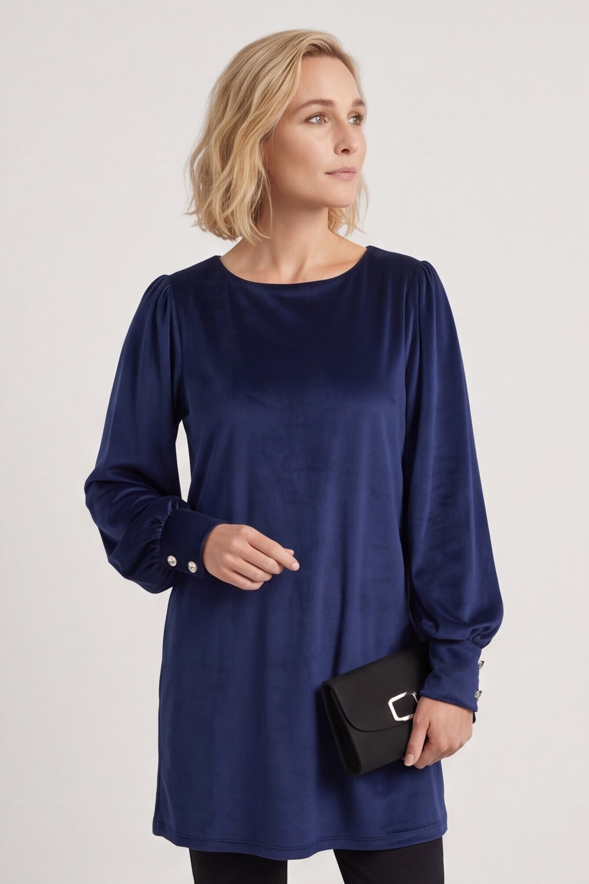 Zannah Button Back Tunic Navy – image 2 of 5