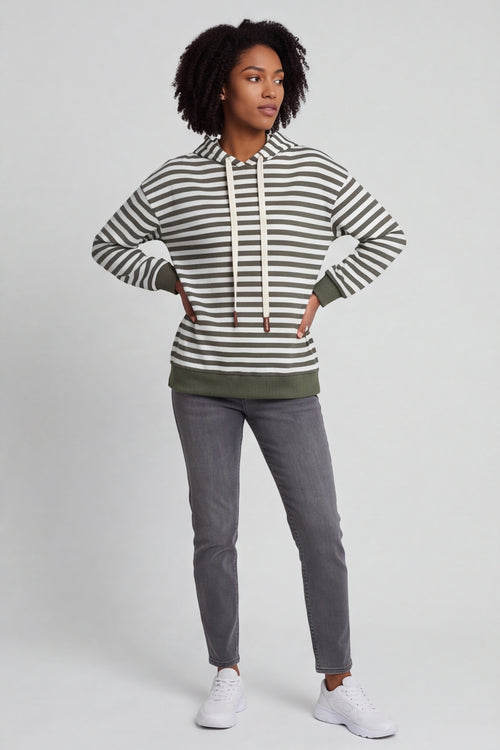 Selena Stripe Hooded Top Khaki – image 2 of 6