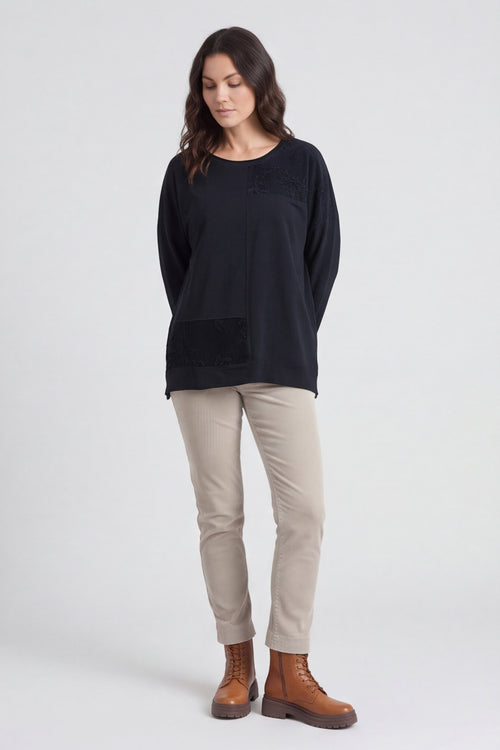 Louise Cord Patch Cotton Top Black – image 2 of 6