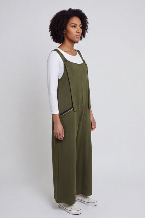 Kinley Pocket Cotton Jumpsuit Khaki – image 2 of 6