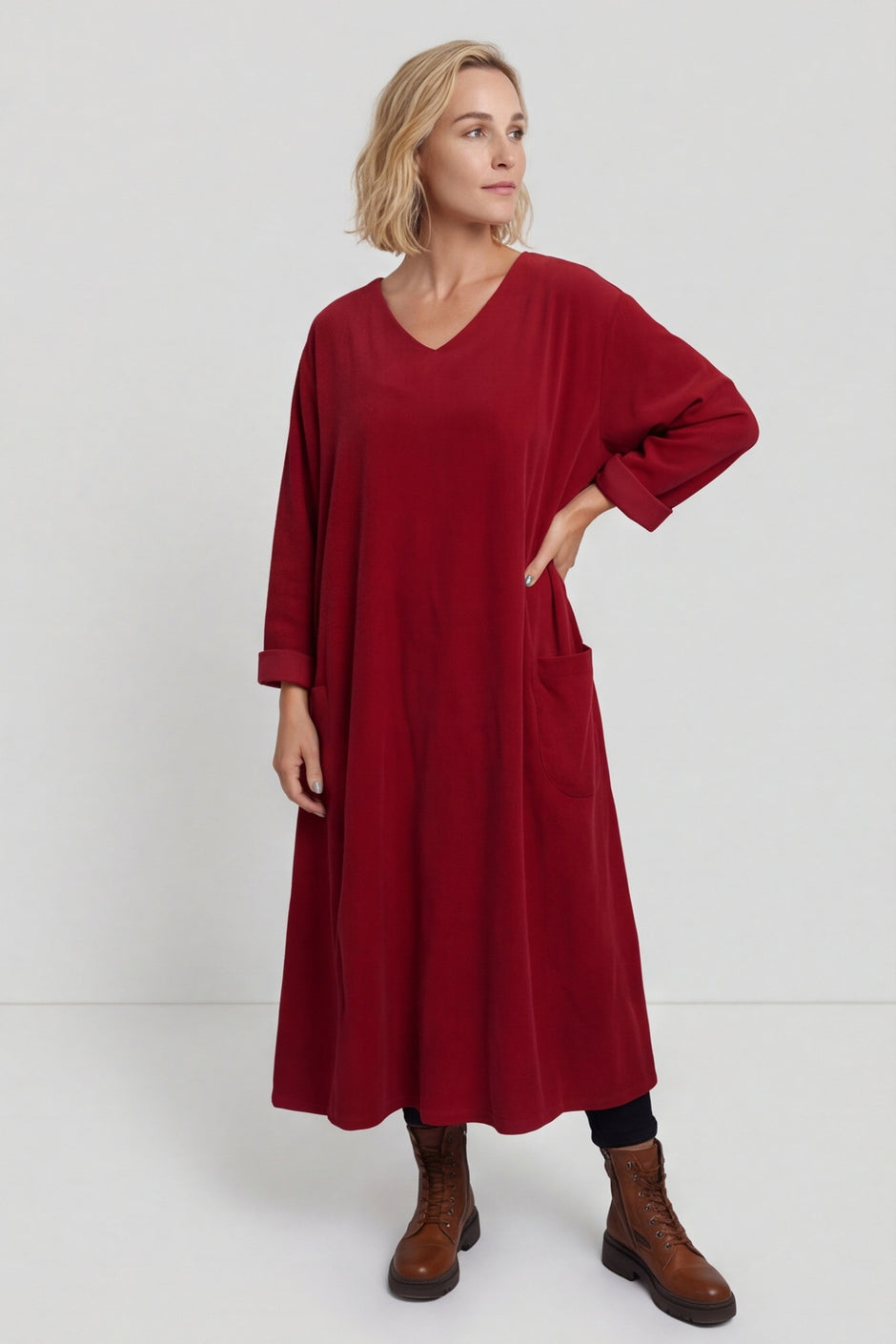 Cerys Cord Pocket Dress Wine – image 2 of 6