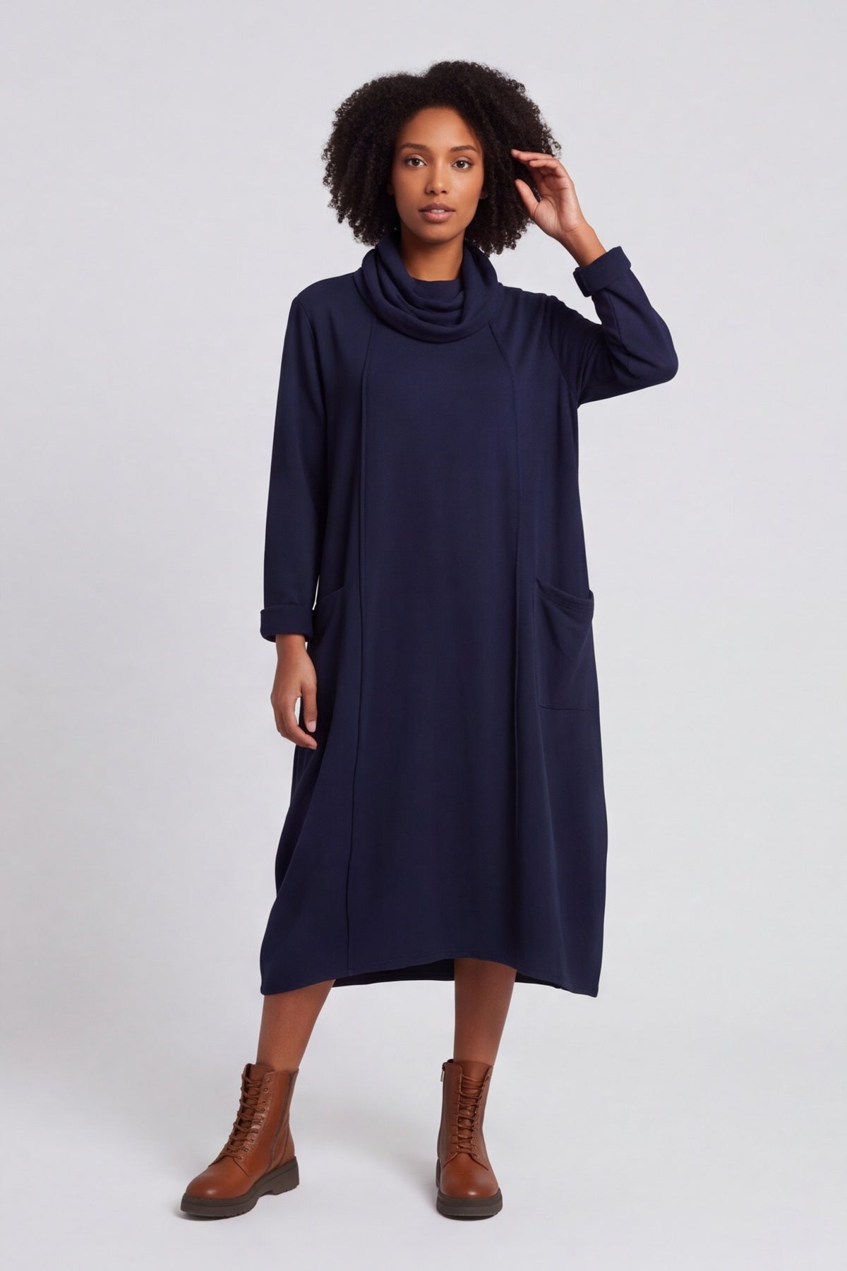 Maris Snood Cotton Dress Navy – image 2 of 6