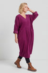 Dinah V-Neck Needlecord Dress Burgundy – image 2 of 6