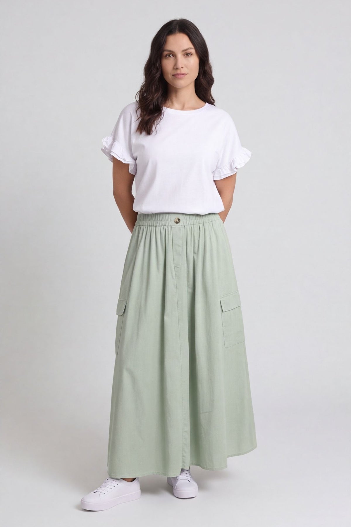 Myrna Cotton Skirt Sage Green – image 2 of 3