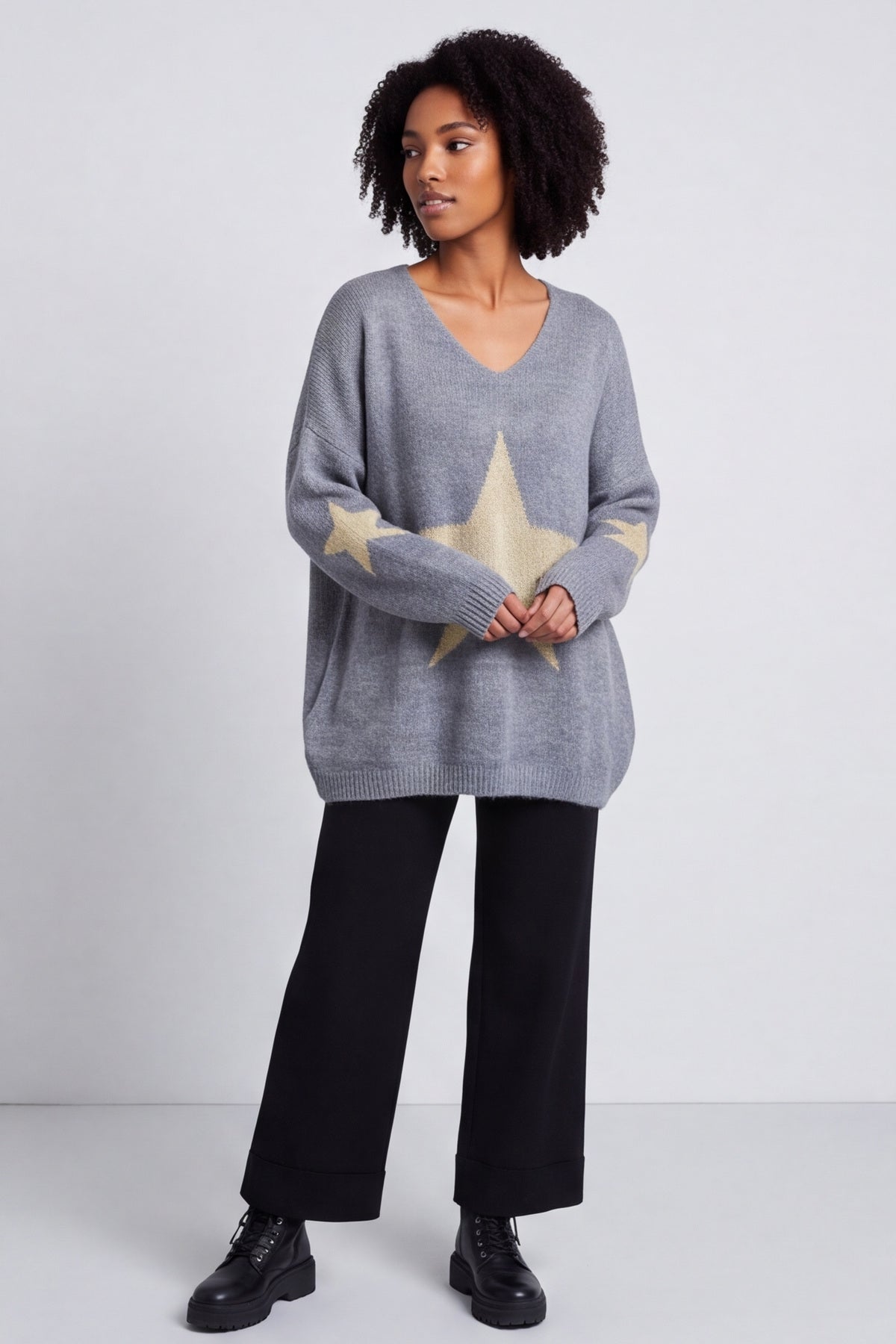 Paige Star Knitted Jumper Mid Grey – image 2 of 6