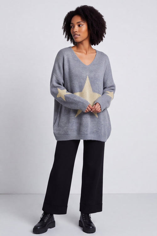 Paige Star Knitted Jumper Mid Grey – image 2 of 6