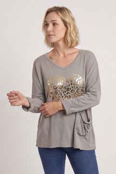 Cherie Heart Cotton Top Mocha – image 1 of 4
