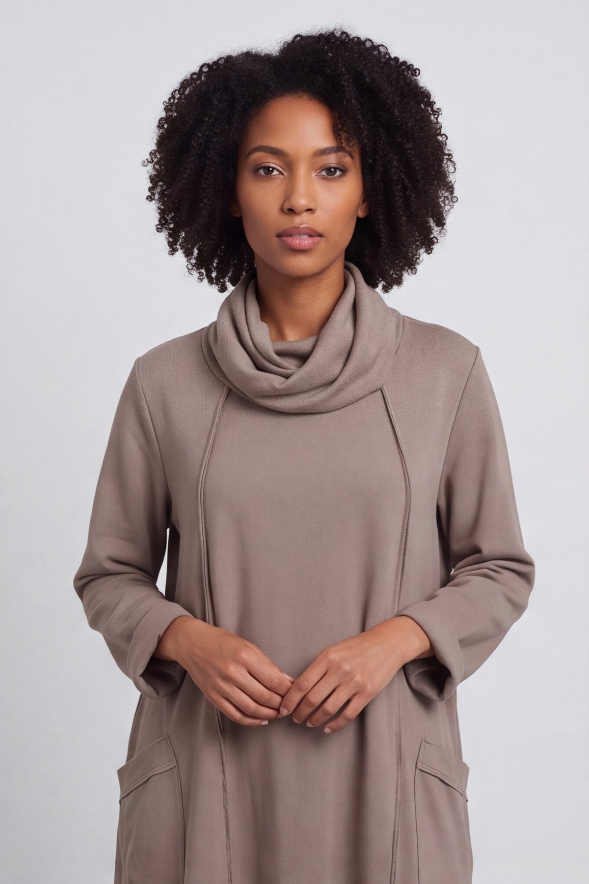 Maris Snood Cotton Dress Mocha – image 2 of 6