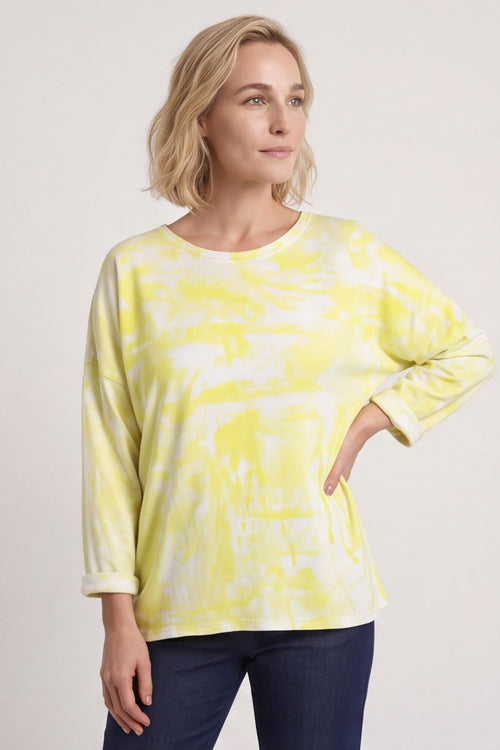 Charnette Long Sleeve Tie Dye Cotton Top Yellow – image 2 of 6