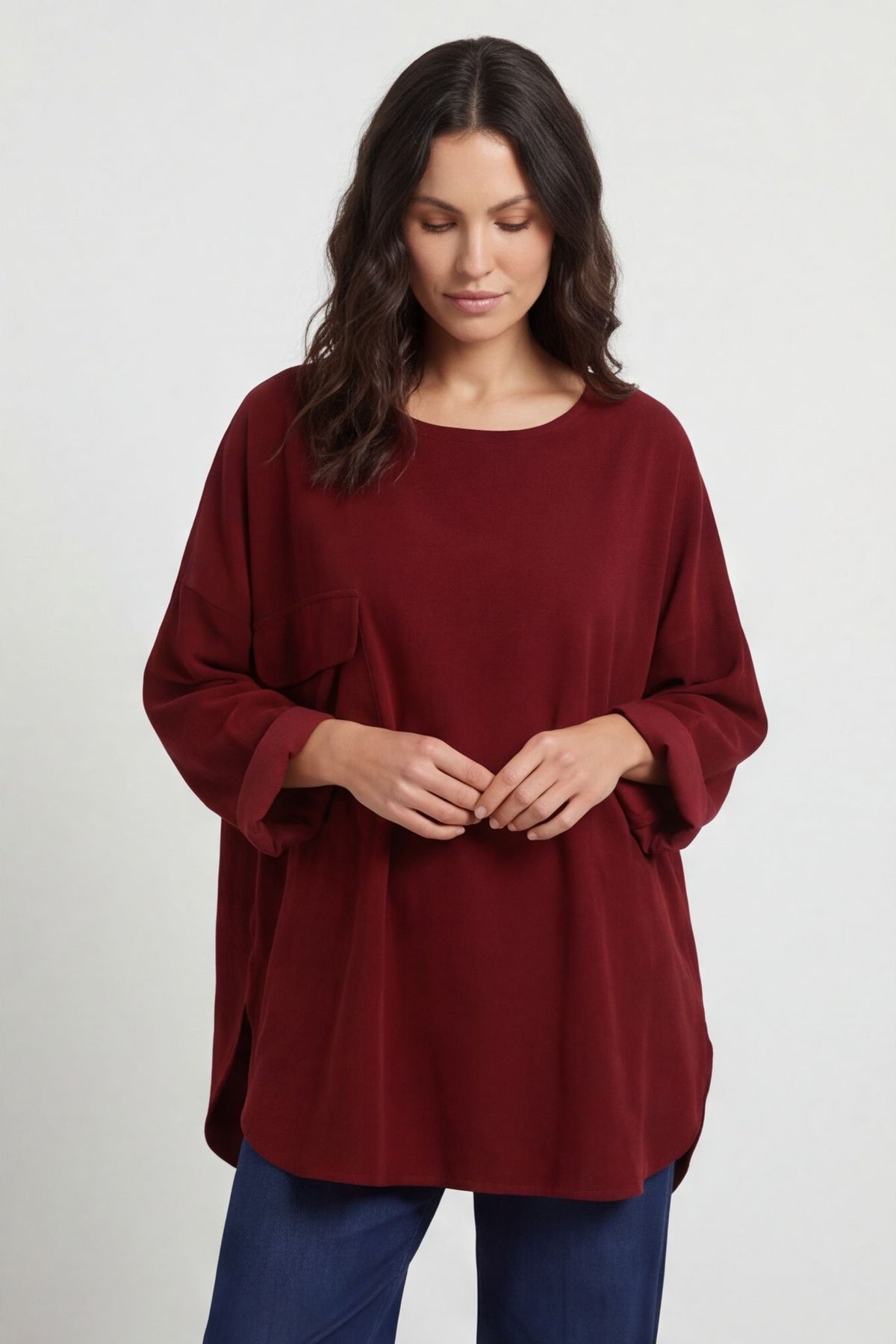 Selene Needlecord Pocket Top Wine – image 2 of 5