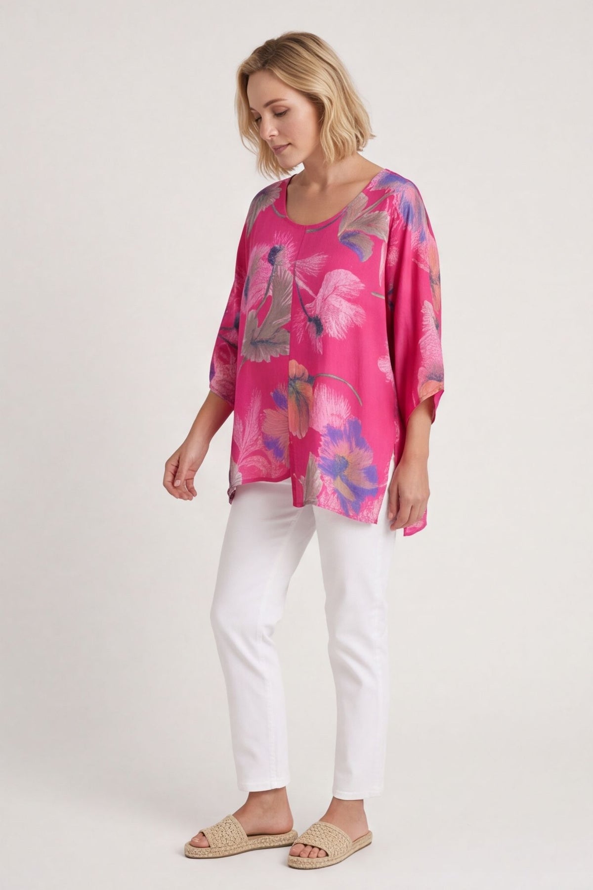 Isolde Botanical Print Linen Top