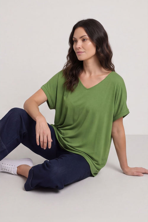Porthcurno Tie Back Cotton Top Green – image 2 of 6