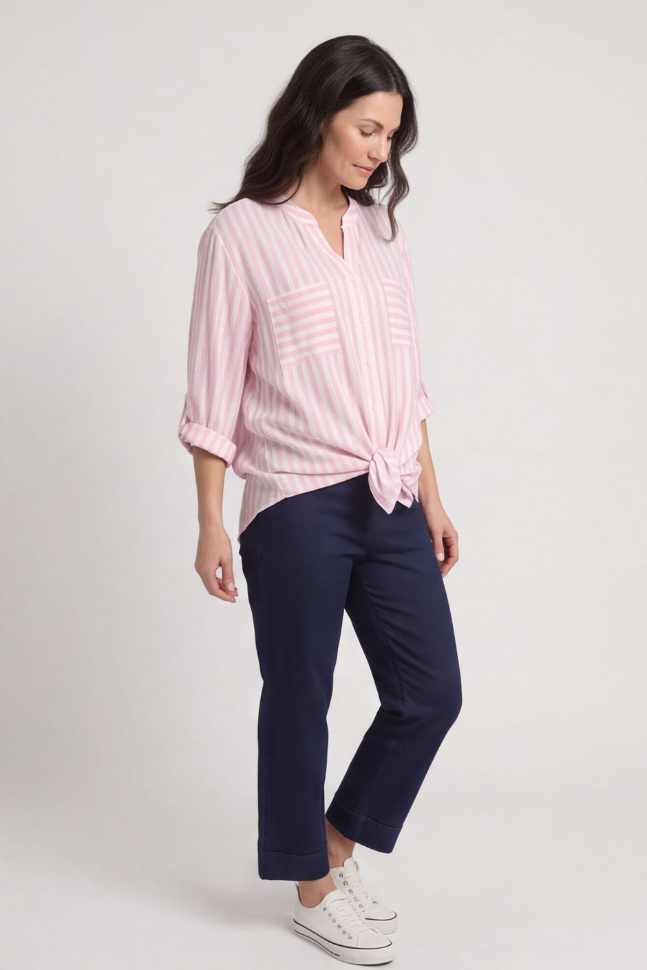 Jaynie Gingham Tie Front Shirt Pink – image 2 of 6