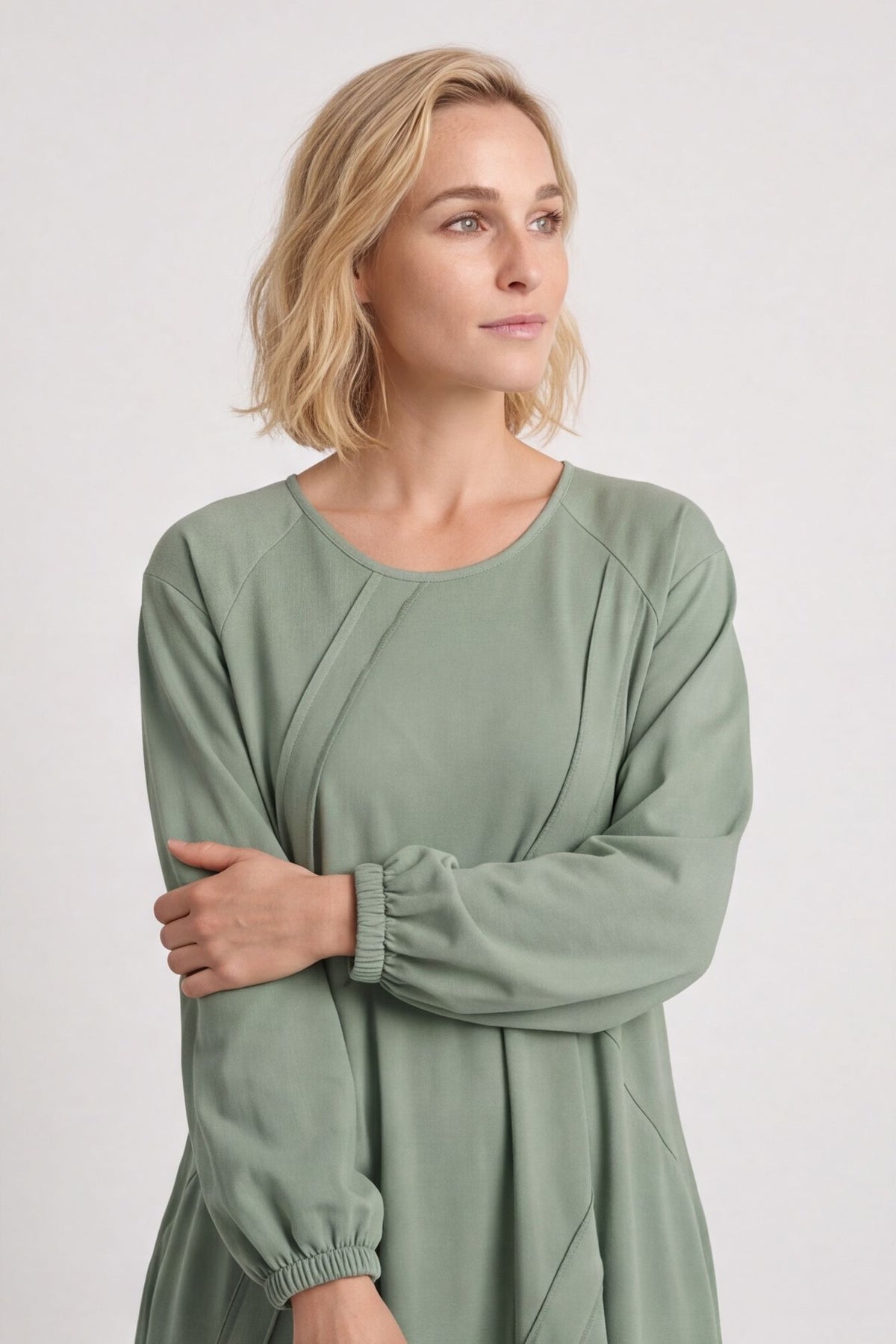 Netta Cotton Dress Sage Green – image 2 of 5