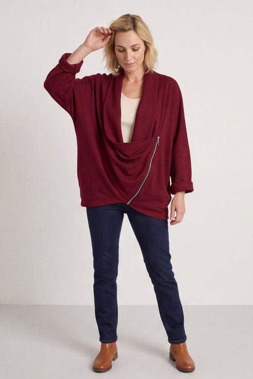 Floella Zip Cotton Jacket Wine – image 2 of 5