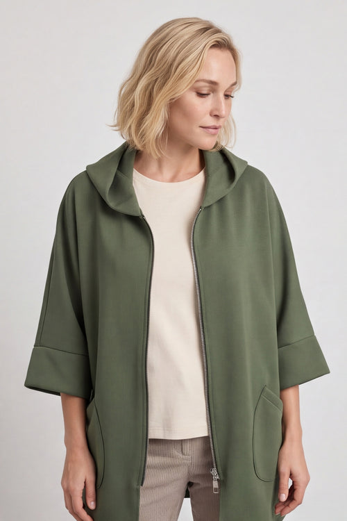 Marjorie Zip Hooded Jacket Khaki – image 2 of 6