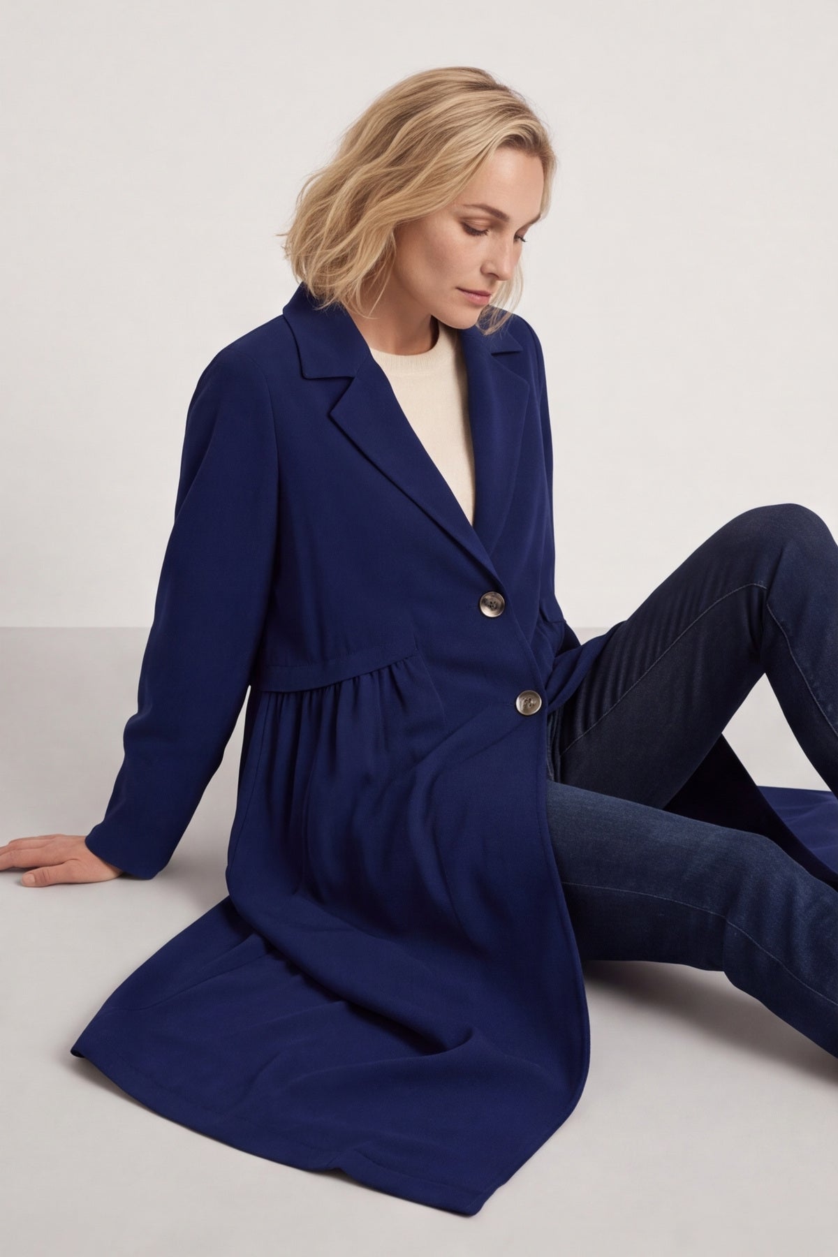 Meryl Long Needlecord Jacket Navy – image 2 of 5