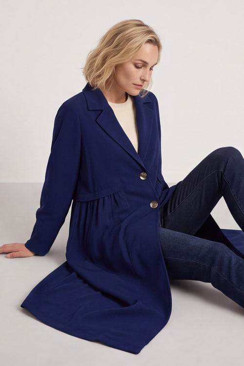 Meryl Long Needlecord Jacket Navy – image 2 of 5