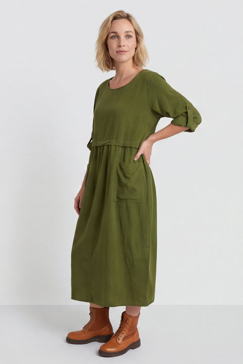 Etta Needlecord Dress Olive – image 2 of 4