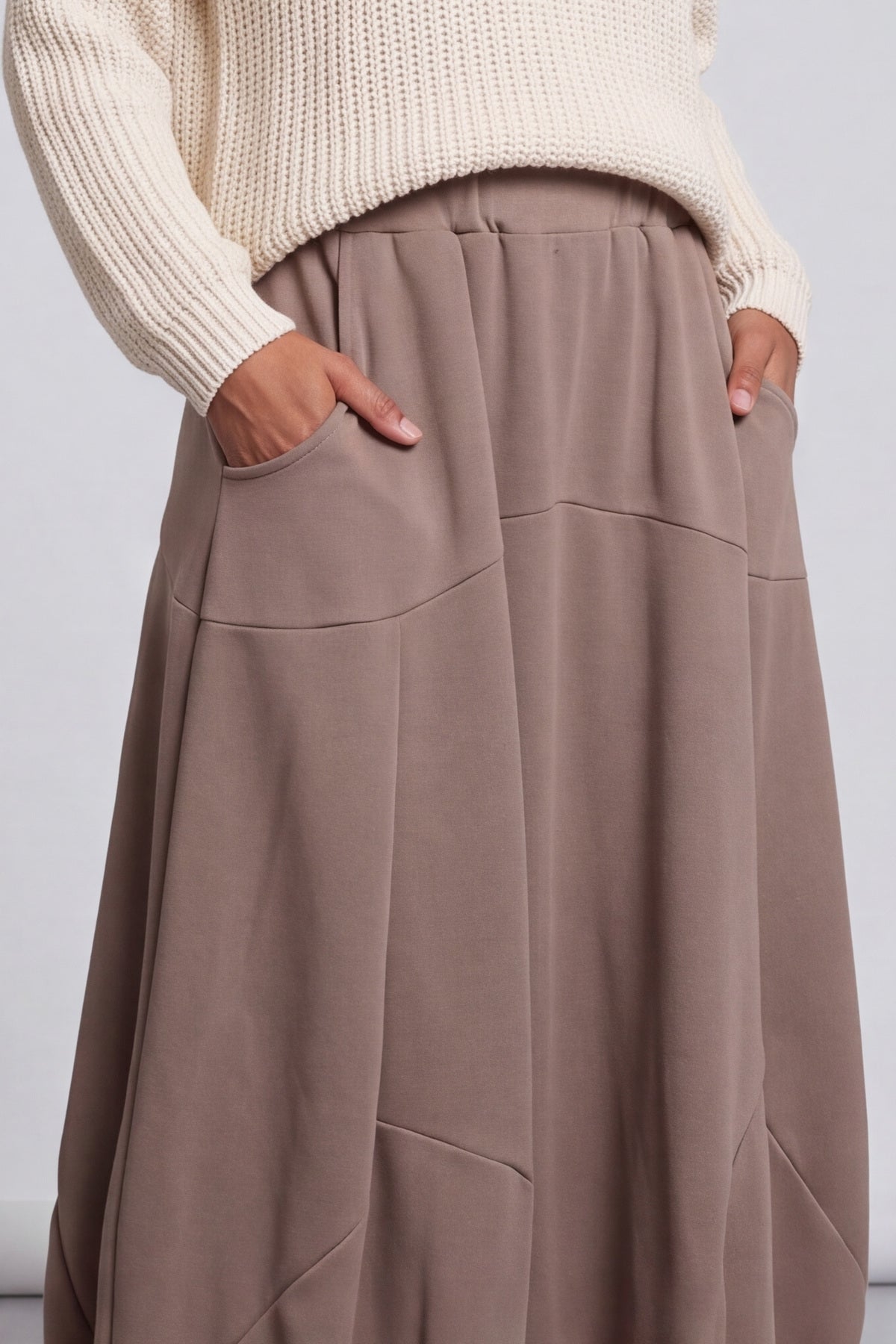 Georgetta Belted Cotton Skirt Mocha – image 2 of 4
