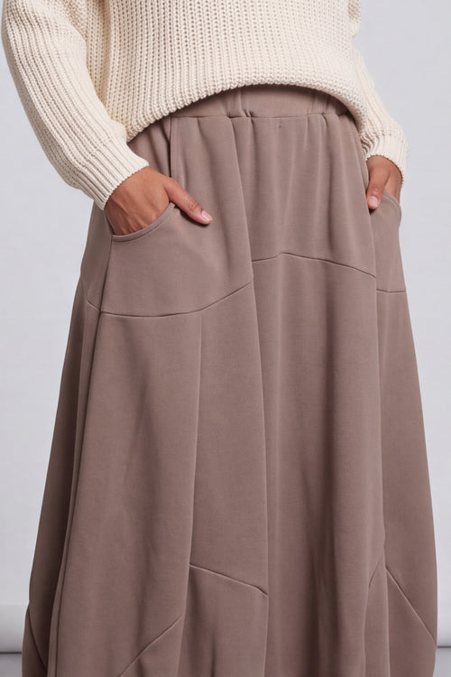 Georgetta Belted Cotton Skirt Mocha – image 2 of 4